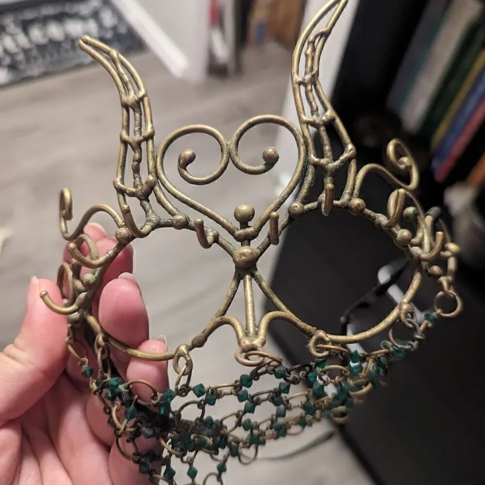 Vintage Handmade Brass Medieval Victorian Party Mask